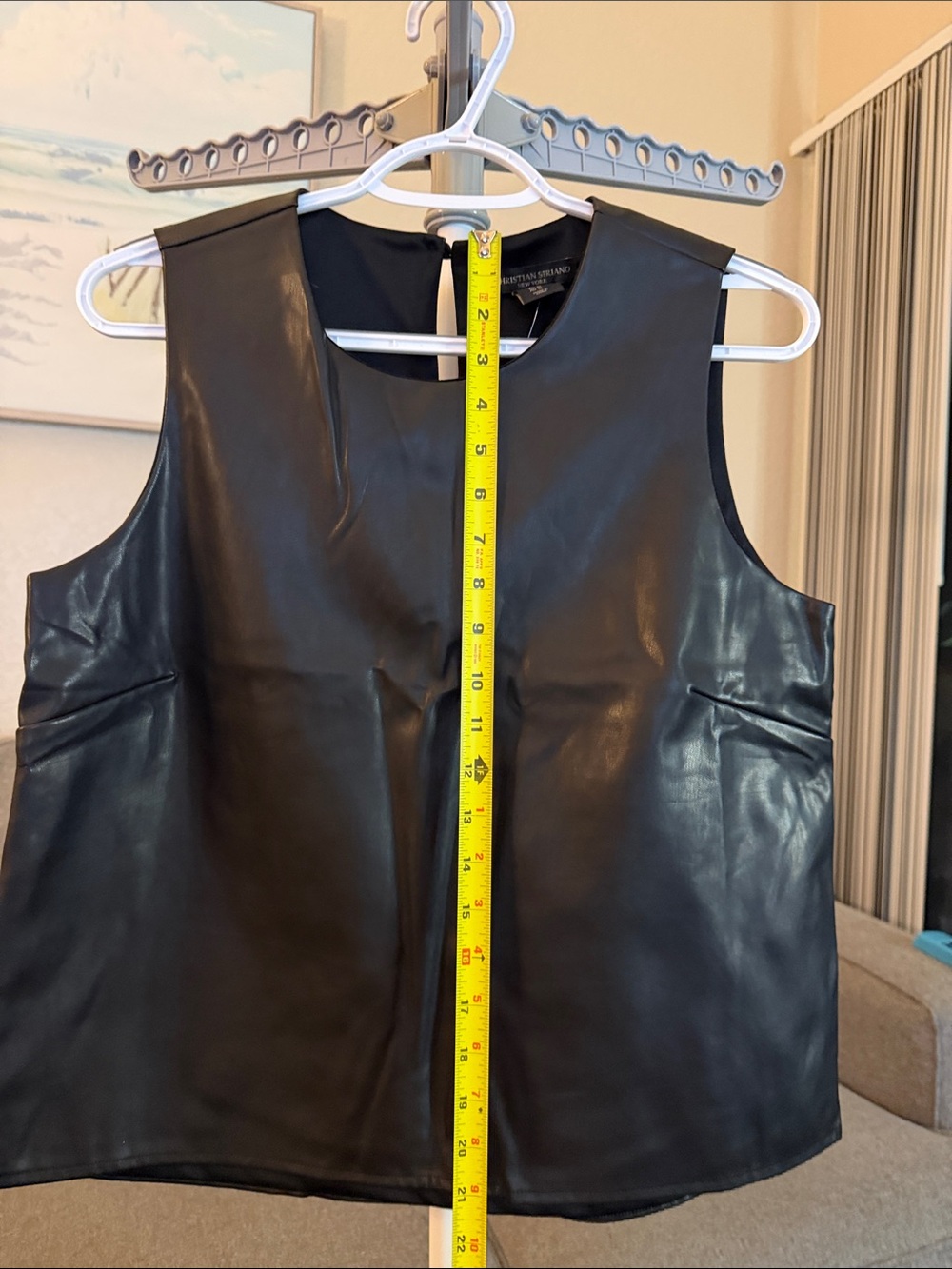 Christian Siriano Black Faux Leather Sleeveless Shell - Picture 5 of 6